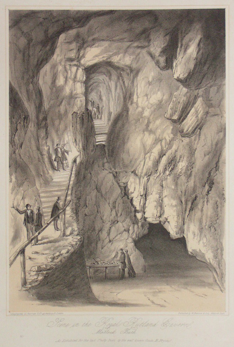 Lithograph - Scene in the Royal Rutland Caverne Matlock Bath. As exhibited for the last Thirty Years,by the well known Guide, B Bryan. - Newman